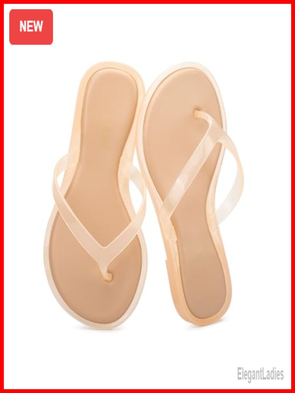 Women's Clear Jelly Flip Flops - Non-Slip Thong Sandals for Beach